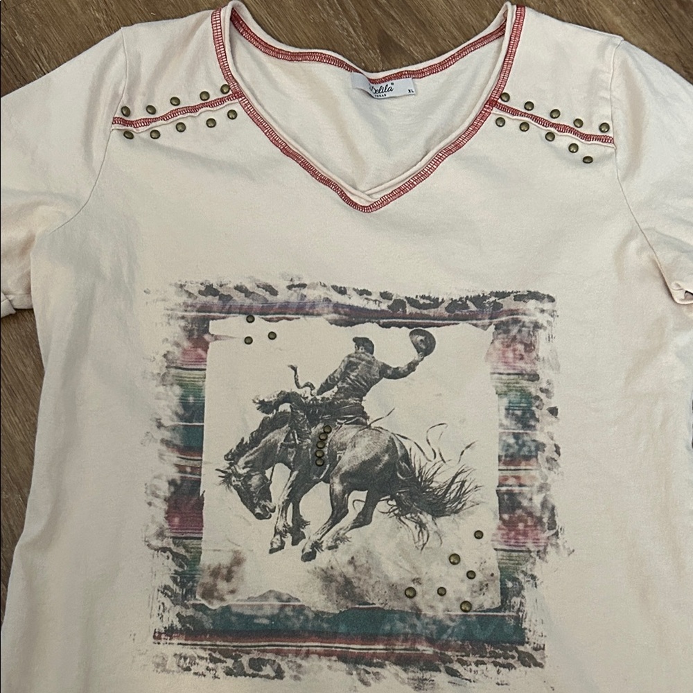 Delila Texas Rodeo Graphic Tee - Cream